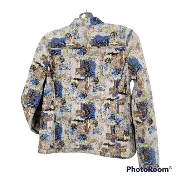 Reversible quilted blue cotton button front jacket - Picture 5 of 6